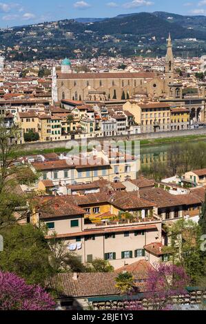 Basilique Santa Maria Novella et rivière Arno. Florence, Toscane, Italie. Banque D'Images