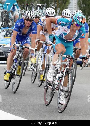 Pierrick Fedrigo de BBOX Bouygues Telecom et Nicolas Jalabert d'Agritubel lors du Championnat de France 2009, course cycliste, Saint Brieux le 28 juin 2020 à Saint Brieux, France - photo Laurent Lairys / DPPI Banque D'Images