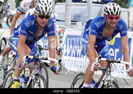 Nicolas Jalabert et Geoffroy Lequatre d'Agritubel lors du Championnat de France 2009, course cycliste, Saint Brieux le 28 juin 2020 à Saint Brieux, France - photo Laurent Lairys / DPPI Banque D'Images