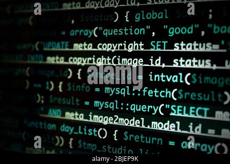 Code de script sur le moniteur, clôture. Concept de développement de logiciels Banque D'Images