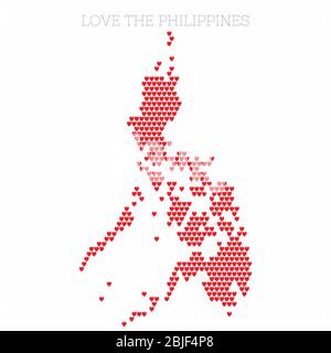 Carte de pays des Philippines en demi-ton coeur amour Illustration de Vecteur