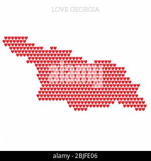 Carte de pays de Géorgie en demi-ton coeur d'amour Illustration de Vecteur