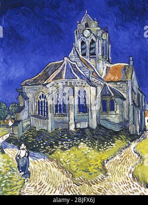 L'église d'Auvers par Van Gogh, 1890. Musée d'Orsay, Paris Banque D'Images