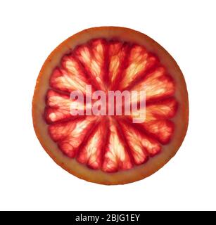 Tranche de délicieux orange juteux sur fond blanc Banque D'Images