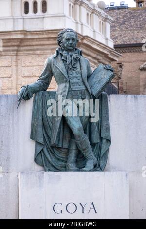 Statue de bronze du peintre espagnol Francisco Goya à Saragosse, Espagne, Europe Banque D'Images