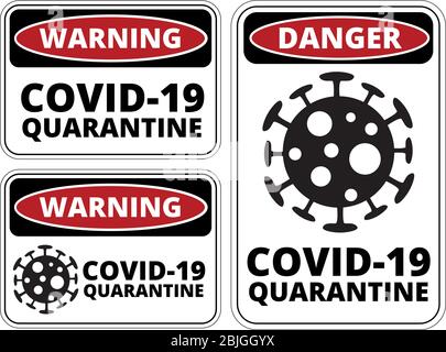 Ensemble de panneaux de danger Covid-19 Illustration de Vecteur