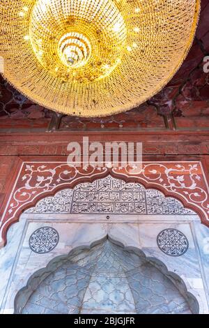 Delhi / Inde - 2 octobre 2019: Intérieur de la Masjid e Jahan Numa, la mosquée de Jama Masjid dans le Vieux Delhi, l'une des plus grandes mosquées de l'Inde Banque D'Images