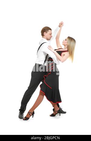 Deux jeunes danseurs sur fond blanc Banque D'Images