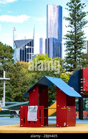 Pandémie de Covid-19 Melbourne Australie 2020. Scènes dans les rues pendant le verrouillage du coronavirus à Melbourne, Australie. Banque D'Images