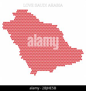 Carte de pays d'Arabie Saoudite faite de trame demi-ton coeur amour Illustration de Vecteur