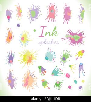 Des touches colorées de couleur d'eau isolées sur fond blanc Illustration de Vecteur