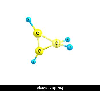 Le cyclopropène est un composé organique dont la formule est C3H4. C'est le cycloalcène le plus simple. Il a une structure triangulaire Banque D'Images