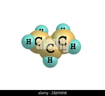 Le propène (propylène, méthyléthylène) est un composé organique non saturé dont la formule chimique est C3H6 Banque D'Images