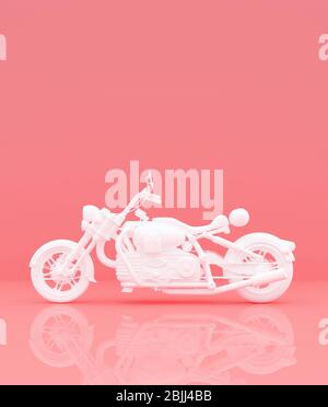 Moto sur fond couleur pastel, fond conceptuel de style minimal, rendu tridimensionnel Banque D'Images
