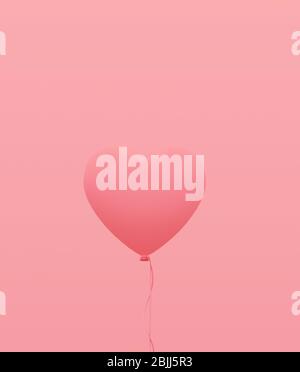 Bulle coeur sur fond couleur pastel, rendu 3d Banque D'Images