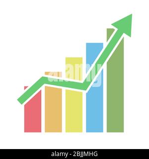 Icône vectorielle du graphique de croissance des entreprises, Finance, illustration des stocks isolée sur fond blanc. Conception simple Illustration de Vecteur