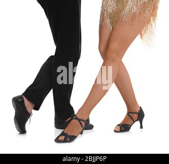 Jambes de jeunes danseurs sur fond blanc Banque D'Images