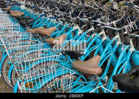 Munich. 29 avril 2020. La vie publique en temps de pandémie de coronavirus le 29 avril 2020 à Munich. Les vélos de Mike's Bike Tours et Rentals sont bondés dans le centre-ville. En raison de la pandémie de corona, aucun touriste n'est en déplacement et l'entreprise a fini. | utilisation dans le monde crédit: dpa/Alay Live News Banque D'Images