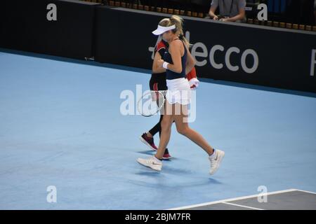 Katie Boulter de Grande-Bretagne au Copper Box Arena, Londres le 20 avril 2019 pour la COUPE féminine ALIMENTÉE par le tennis (Team GB) Banque D'Images