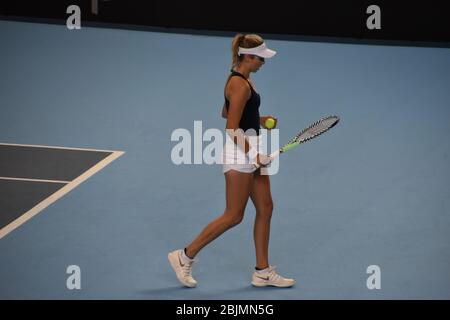 Katie Boulter de Grande-Bretagne au Copper Box Arena, Londres le 20 avril 2019 pour la COUPE féminine ALIMENTÉE par le tennis (Team GB) Banque D'Images