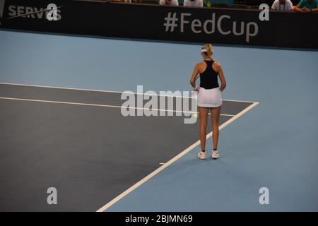 Katie Boulter de Grande-Bretagne au Copper Box Arena, Londres le 20 avril 2019 pour la COUPE féminine ALIMENTÉE par le tennis (Team GB) Banque D'Images