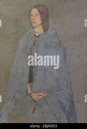 Portrait d'une fille en gris, fille en gris avec Rosary, Gwen John, vers 1920, Banque D'Images