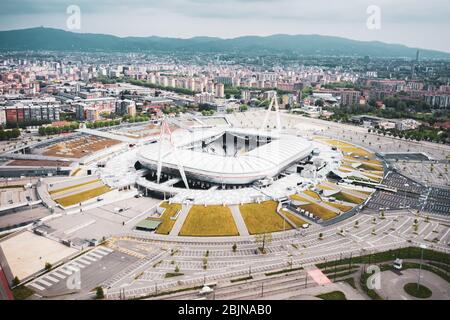 Turin, TO, Italie : vue aérienne du stade Juventus FC Allianz. Banque D'Images