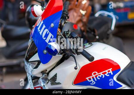 Jaipur, Rajasthan / Inde - 28 septembre 2019: La moto Honda de police à Jaipur, Rajasthan, Inde Banque D'Images