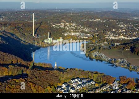 Cuno centrale électrique du lac ENERVIE AG Harkort et ville de Herdecke, 31.10.2016, vue aérienne, Allemagne, Rhénanie-du-Nord-Westphalie, Wetter/Ruhr Banque D'Images