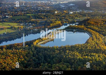 , centrale de stockage à pompage avec réservoirs de stockage sur le Hengsteysee à Herdecke, 31.10.2016, vue aérienne, Allemagne, Rhénanie-du-Nord-Westphalie, région de la Ruhr, Herdecke Banque D'Images