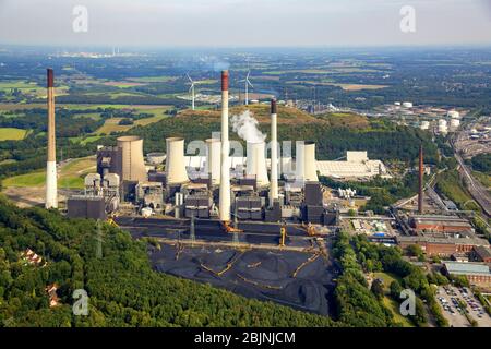 Centrales électriques et tours d'évacuation de la centrale thermique au charbon à Gelsenkirchen, 22.09.2016, vue aérienne, Allemagne, Rhénanie-du-Nord-Westphalie, région de Ruhr, Gelsenkirchen Banque D'Images