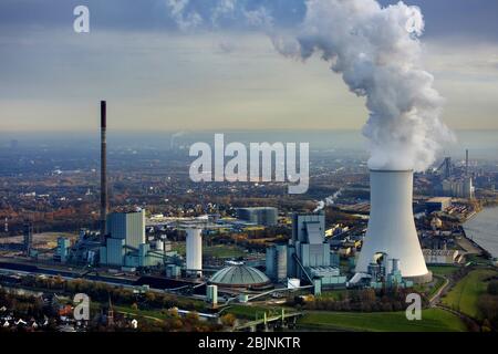 Centrale électrique au charbon Duisburg-Walsum, 23.11.2016, vue aérienne, Allemagne, Rhénanie-du-Nord-Westphalie, région de la Ruhr, Duisburg Banque D'Images