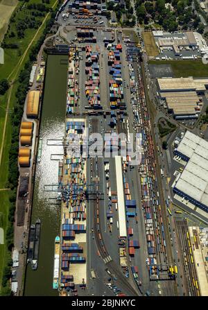 , dit Duisburg terminal intermodal im à Duisburg-Rheinhausen, 19.06.2017, vue aérienne, Allemagne, Rhénanie-du-Nord-Westphalie, région de la Ruhr, Duisburg Banque D'Images