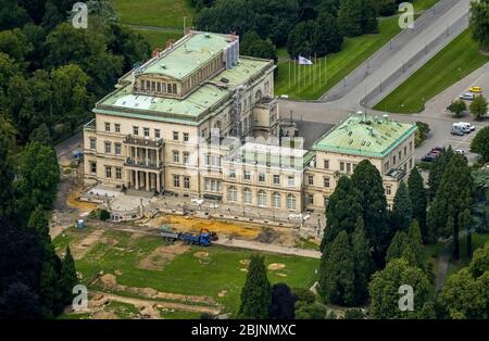 , travaux de restauration à la Villa Huegel à Essen Bredeney, 31.07.2017, vue aérienne, Allemagne, Rhénanie-du-Nord-Westphalie, région de la Ruhr, Essen Banque D'Images