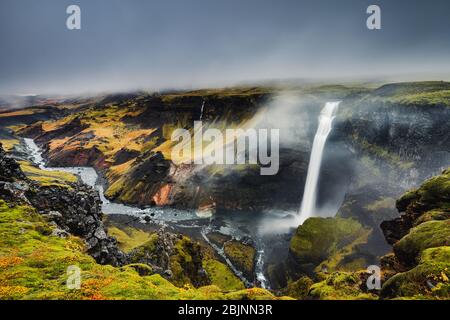 Cascade de Haifoss, sud de l'Islande, Islande Banque D'Images