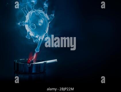 dangers du tabagisme pendant la pandémie du coronavirus concept Banque D'Images