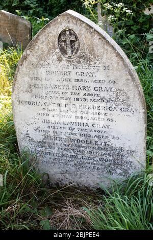 Pierre tombale au cimetière de Brompton, Kensington, Londres; l'un des cimetières « Magnificent Seven » de Londres Banque D'Images