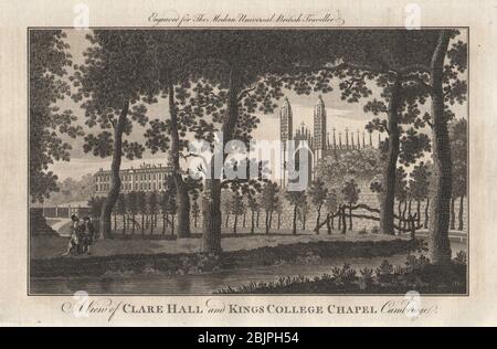 Clare College & Kings College Chapel, Cambridge. Cambridgeshire. BURLINGTON 1779 Banque D'Images