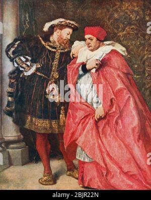 Ego et Rex Meus, après la peinture de Sir John Gilbert. Henry VIII et Thomas Wolsey. Henry VIII, 1491 – 1547. Roi d'Angleterre. Thomas Wolsey, ch. 1473-1530. Archevêque anglais, homme d'État et cardinal de l'Église catholique. De Grande-Bretagne et de ses voisins, 1485 - 1688, publié 1923. Banque D'Images