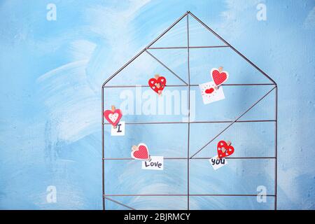 Cadre décoratif avec phrase « Je t'aime » sur fond couleur Banque D'Images