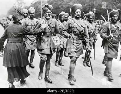 Des soldats indiens qui arrivent en France, la Première Guerre mondiale, 1914 Banque D'Images