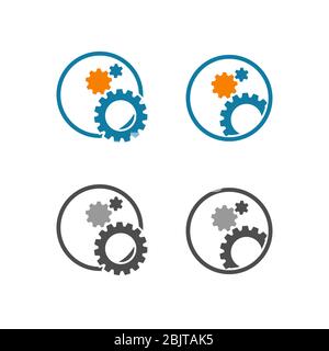 Icône Paramètres. Engrenages bleus. Symbole de fonctions Illustration de Vecteur