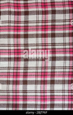 plaid en laine à damier rose marron réaliste, fond Banque D'Images