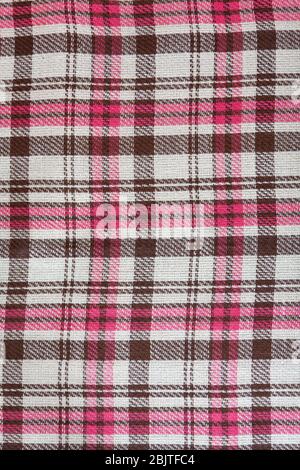 plaid en laine à damier rose marron réaliste, fond Banque D'Images