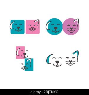 illustration de l'icône vectorielle vintage hipster rétro du logo monoline cat Illustration de Vecteur
