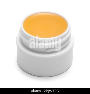 Nouveau lip Balm onguent Détianer isolé sur blanc. Banque D'Images