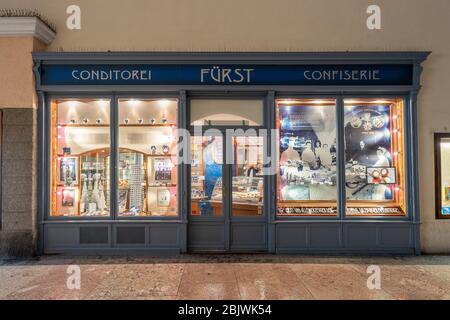 3 févr. 2020 - Salzbourg, Autriche: Vitrine de la boutique Furst Conditorei Confeiserie Banque D'Images