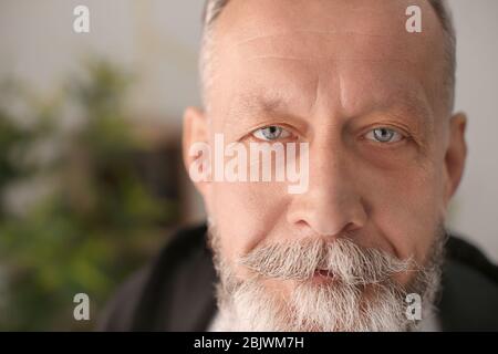 Portrait de l'homme senior dans des vêtements décontractés à l'intérieur Banque D'Images