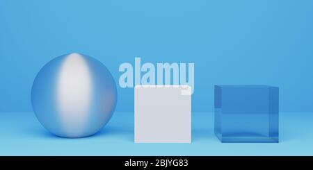 Illustration du rendu 3D abstrait des formes géométriques simple.arrière-plan minimaliste généré par Creative avec cubes et objet rond.Moder géométrique Banque D'Images