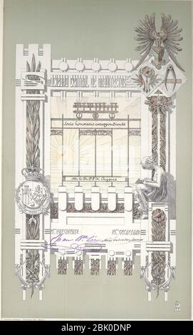 Certificat d'adhésion honorifique de Pierre Cuypers de la Sociedad central de Arquitectos Cuypershuis 0496. Banque D'Images